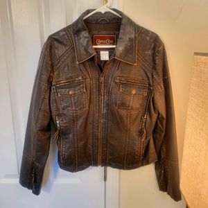 Womens brown pleather jacket